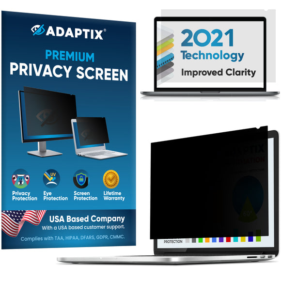 Adaptix Laptop Privacy Screen 16” – Information Protection Privacy Filter for Laptop – Anti-Glare, Anti-Scratch, Blocks 96% UV – Matte or Gloss Finish Privacy Screen Protector – 16:9 (APF16.0W9)