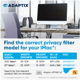 Adaptix iMac 21.5" Monitor Privacy Screen for Apple Desktop Computers – Anti-Glare, Anti-Scratch, UV-Blocking Privacy Screen Protector – Computer Security Screen Privacy Mac Accessories (APFIM21v2)